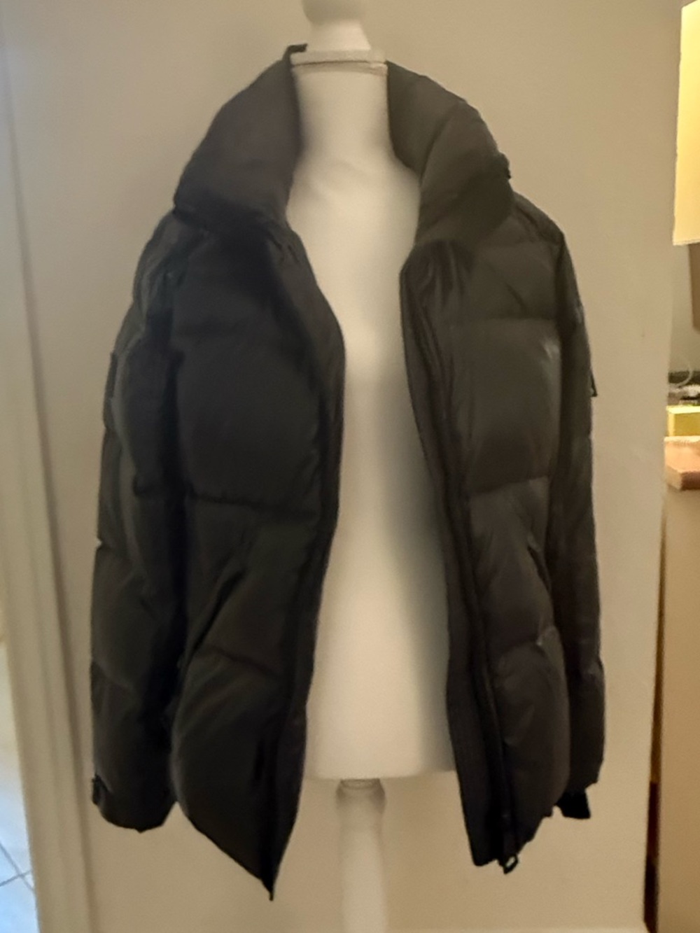 SAM. Grey Black Quilted Puffer Jacket with High Collar